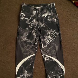 Victoria’s Secret PINK black tie dye leggings with mesh